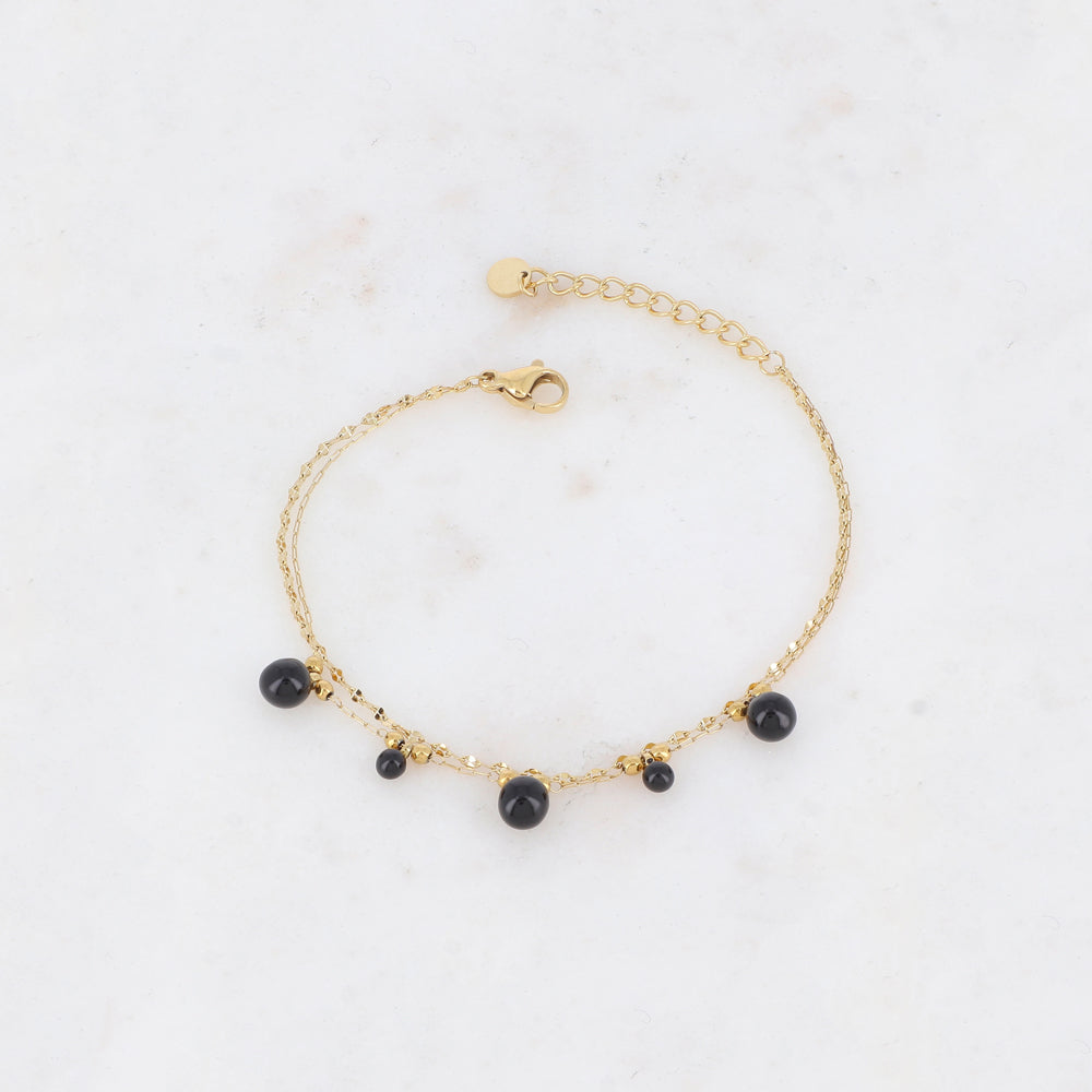 Bracelet double rangs avec petites boules et émail