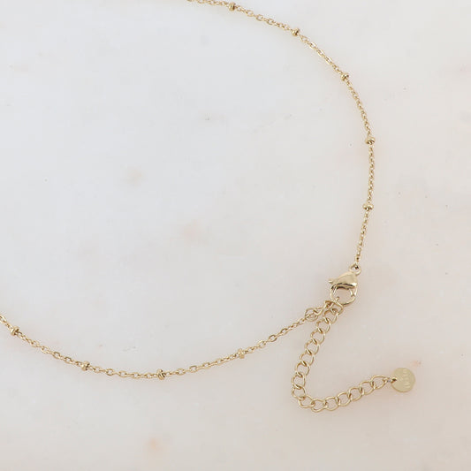 Sautoir avec pendentif ovale bombé avec un effet miroir et lisse (80+5CM)