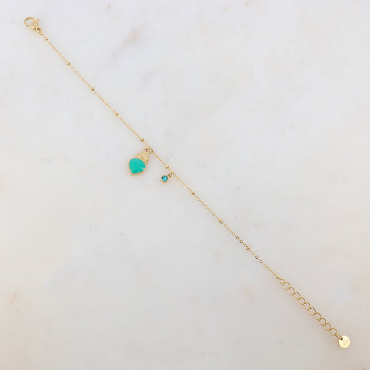 Bracelet avec strass et pampille cœur émaillé