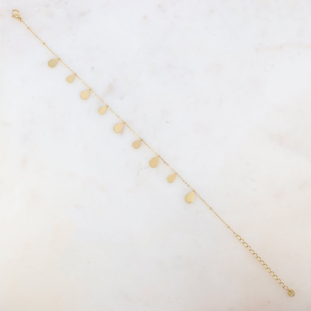 Chaîne de cheville avec pampilles gouttes (22+5CM)