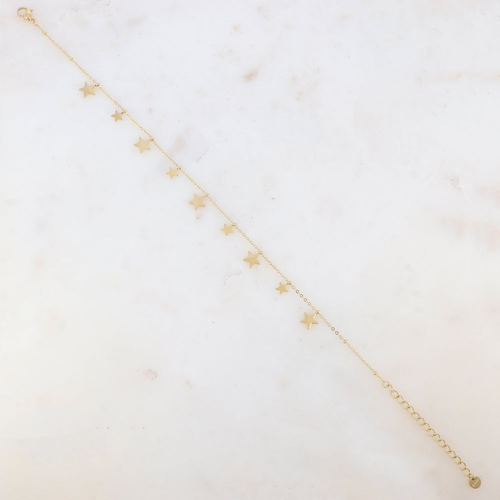 Chaîne de cheville avec pampilles étoiles (22+5CM)