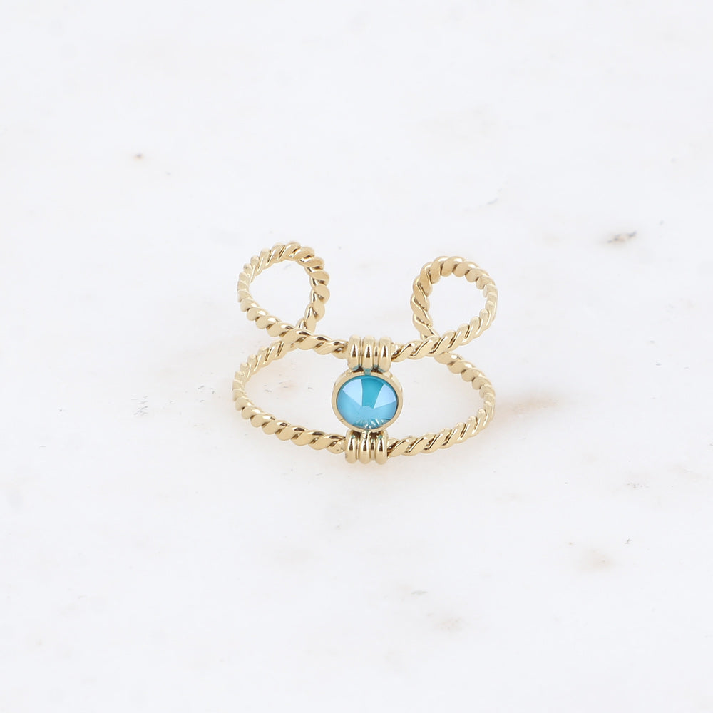 Bague tressée - orné de cristaux de Swarovski® PP20 - Azure blue