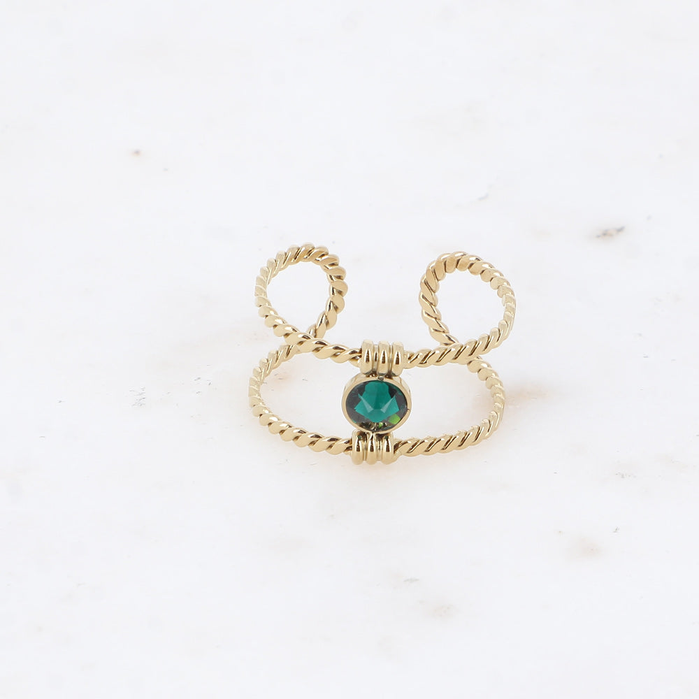 Bague tressée - orné de cristaux de Swarovski® PP20 - Emerald