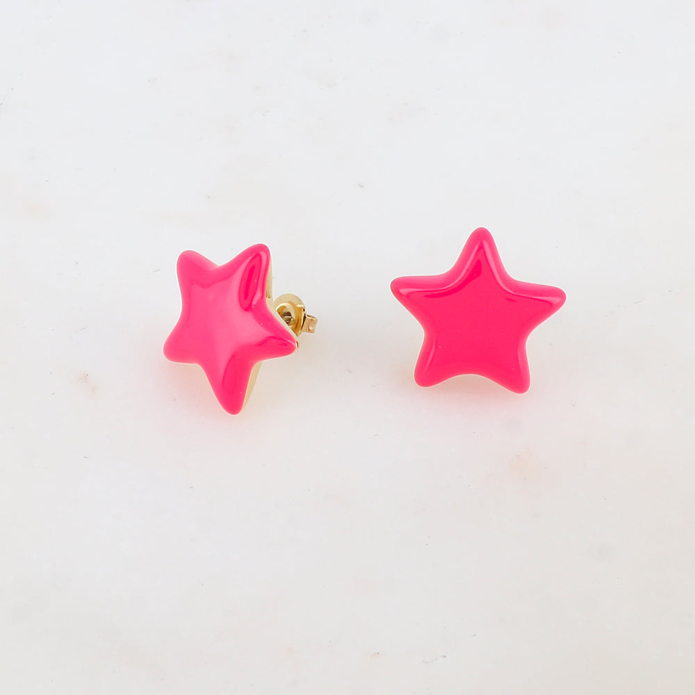 B.O à puce étoile émaillée 2,1 x 2,1 cm.