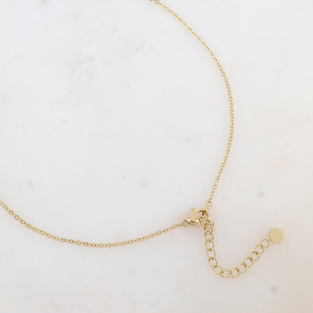Collier avec anneau, pampille étoile et pendentif en perle d'eau douce (55+5CM)