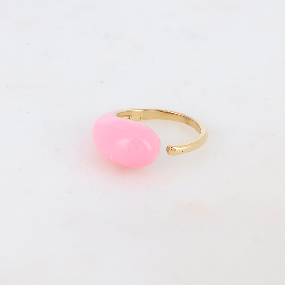 Bague fine avec émail - Rose