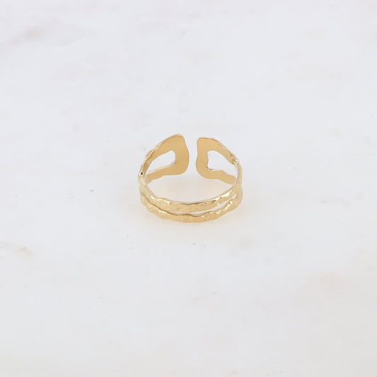 Bague martelée double rangs ajustable