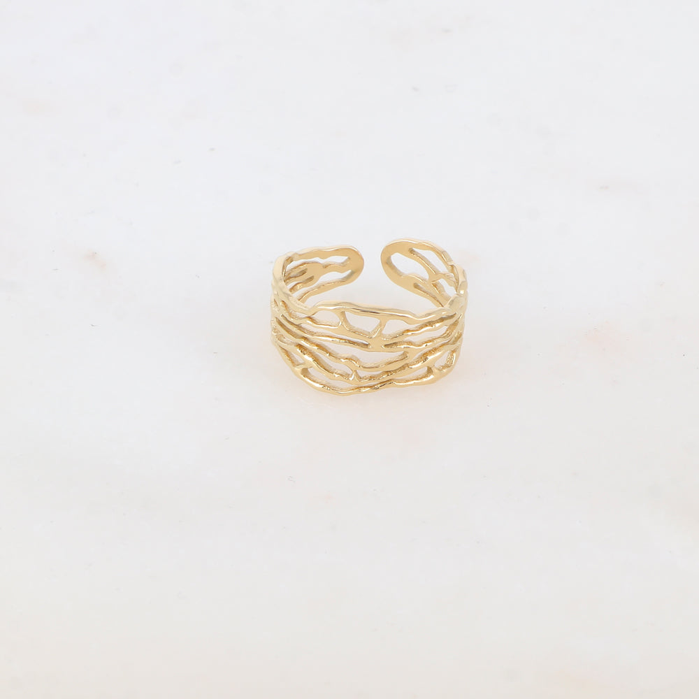 Bague multirangs aux motifs graphiques