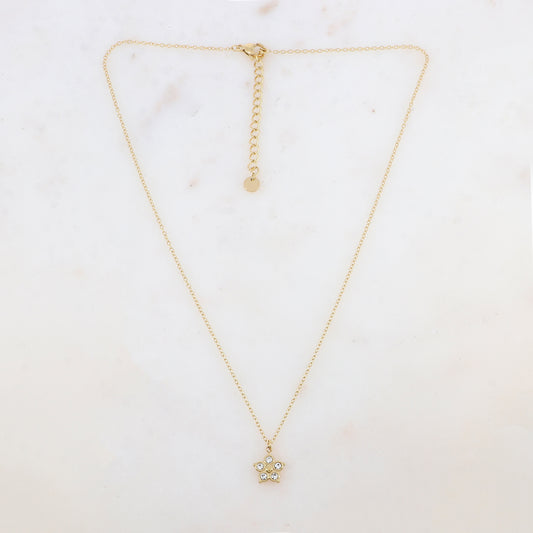 Collier avec pendentif fleur et strass (40+5CM)