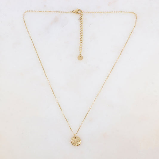 Collier avec pendentif rond martelé (40+5CM)