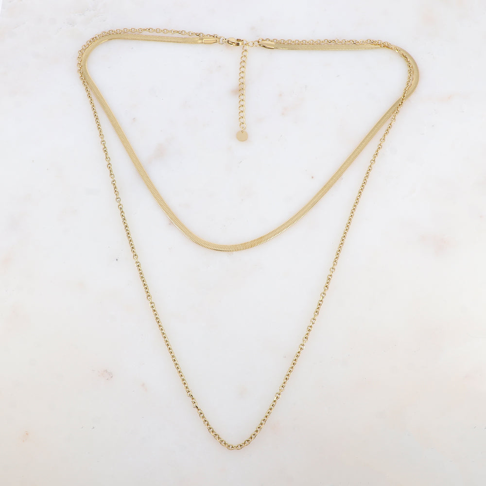 Collier trois rangs avec maille miroir (40/55+5CM)