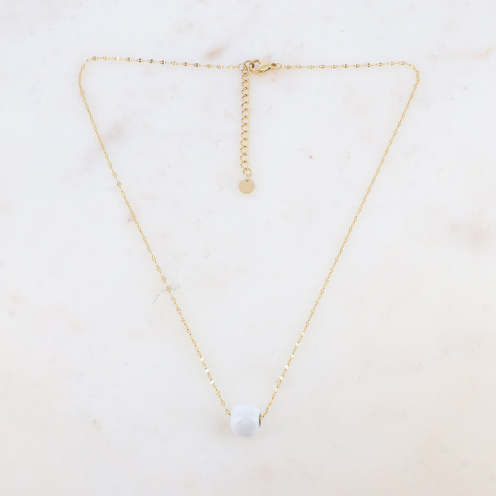 Collier avec pendentif boule émaillé (effet miroir) (40+5CM)