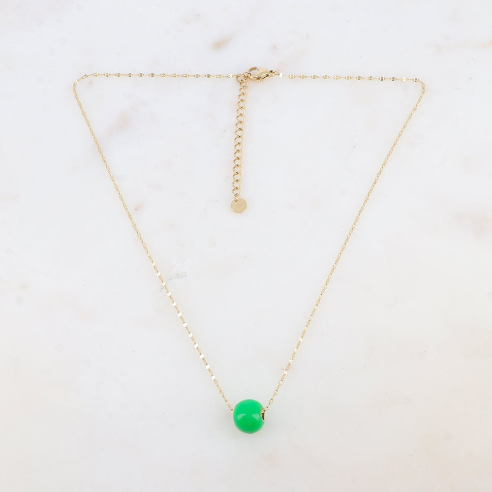 Collier avec pendentif boule émaillé (effet miroir) (40+5CM)