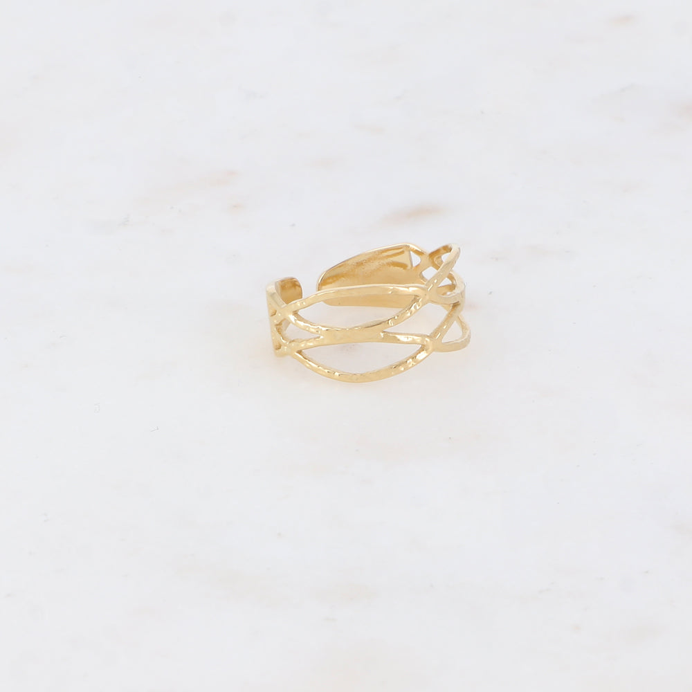 Bague avec 4 anneaux croisés texturés