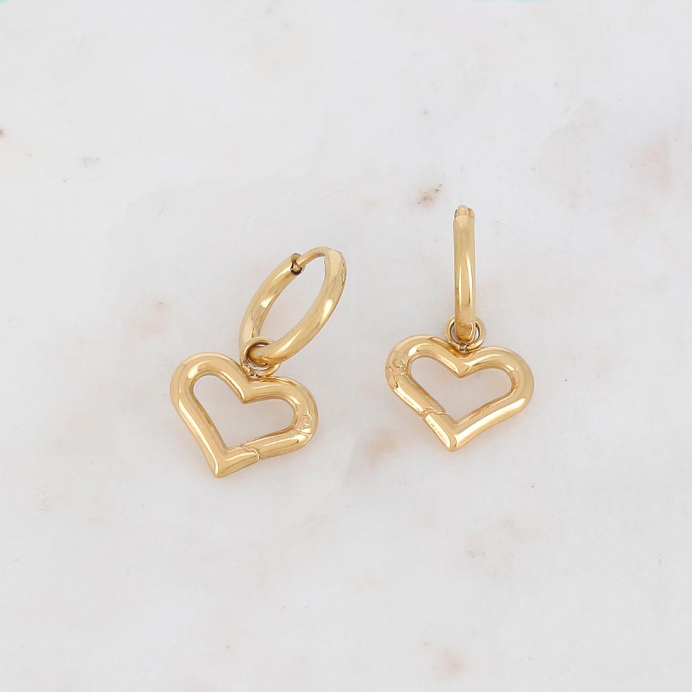 Créoles avec un pendant cœur 1,4 x 2,6 cm