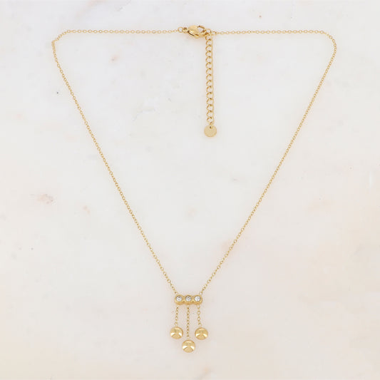 Collier avec chaînes, rondes et strass (38+5CM)