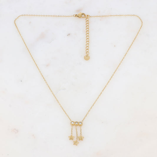 Collier avec chaînes, rondes et strass (38+5CM)