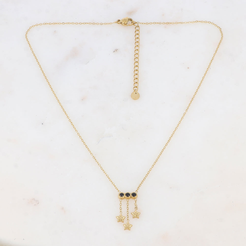 Collier avec chaînes, rondes et strass (38+5CM)