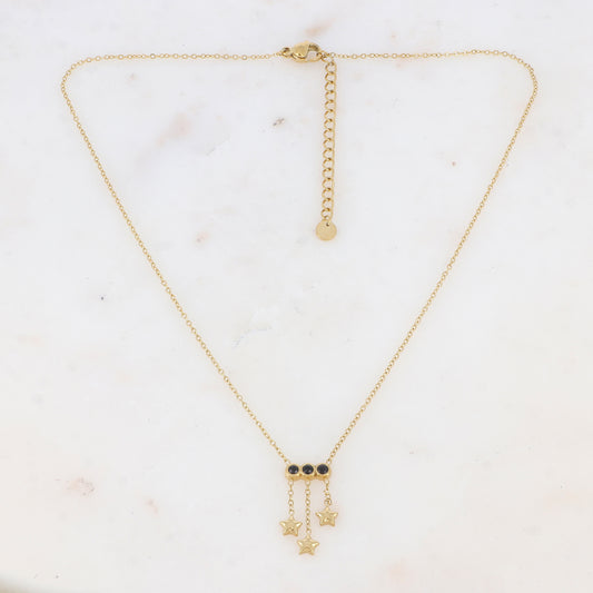 Collier avec chaînes, rondes et strass (38+5CM)