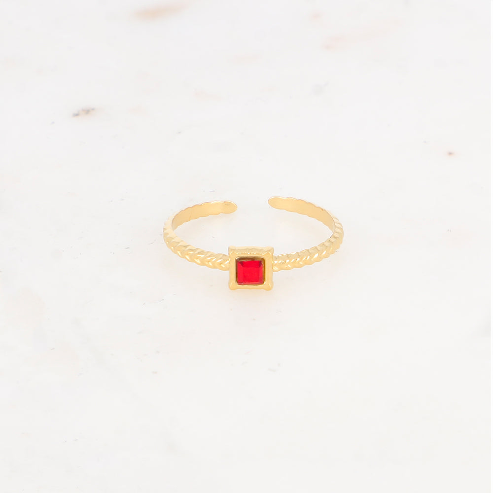 Bague fine avec oxyde de zirconium carrée