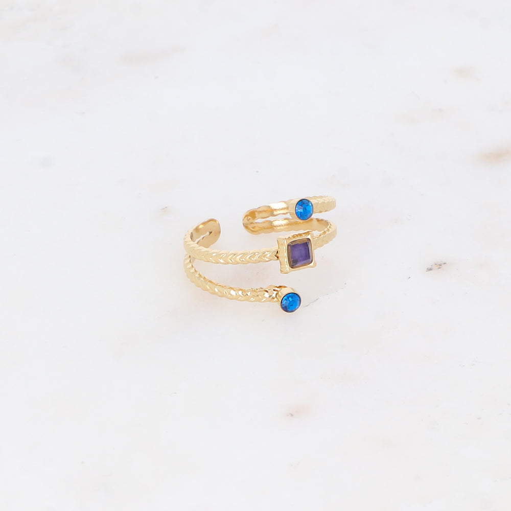 Bague trois rangs avec oxyde de zirconium