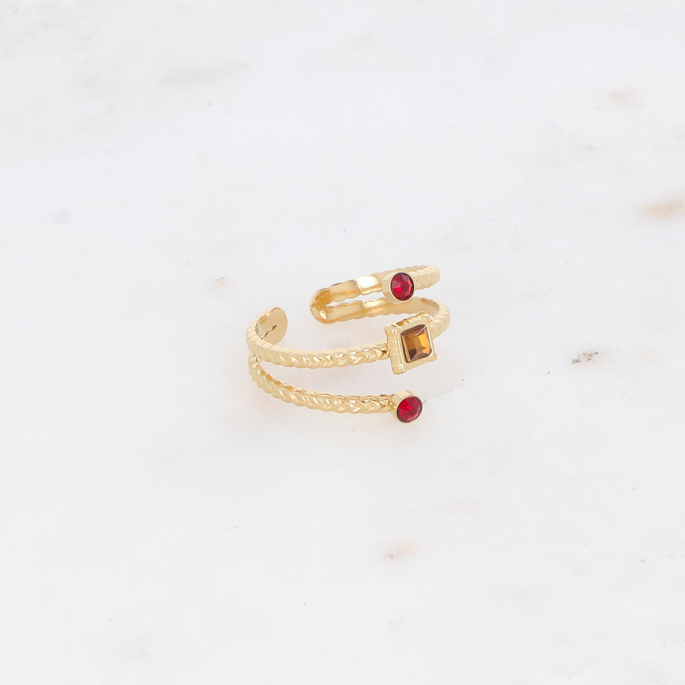 Bague trois rangs avec oxyde de zirconium