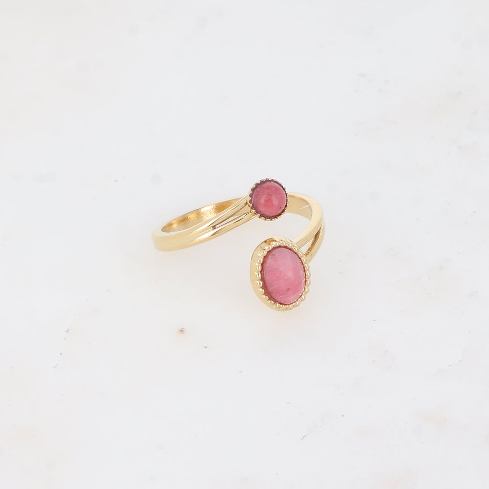 Bague avec pierre naturelle - Rhodonite