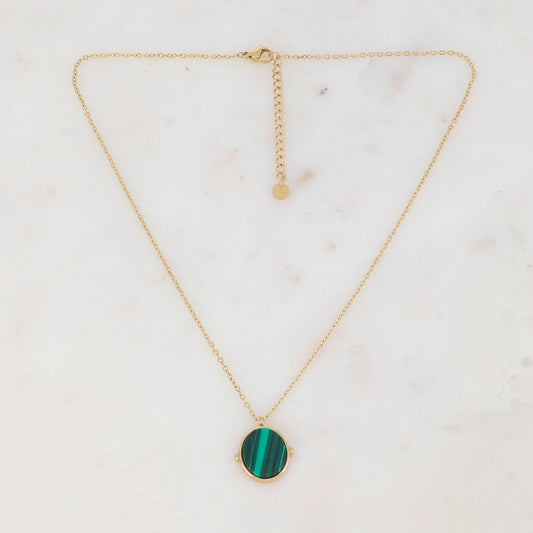 Collier avec pendentif ovale serti d'une pierre naturelle (40+5CM)