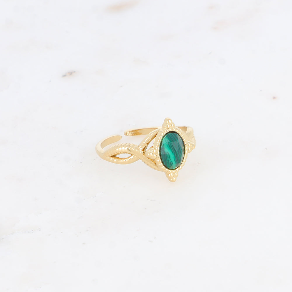 Bague avec pierre naturelle - Malachite