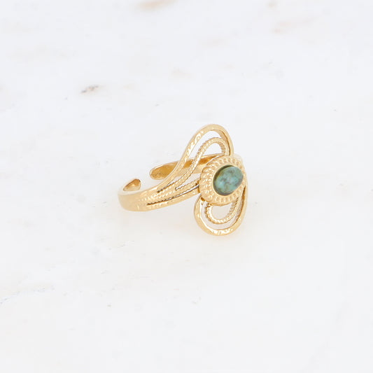Bague ajourée avec pierre naturelle - Turquoise africaine