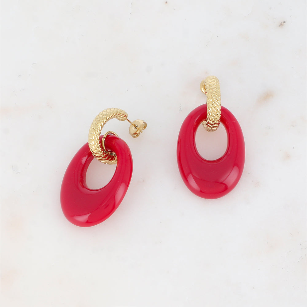 Créoles avec anneau en acétate 2,4x 4,4 cm.