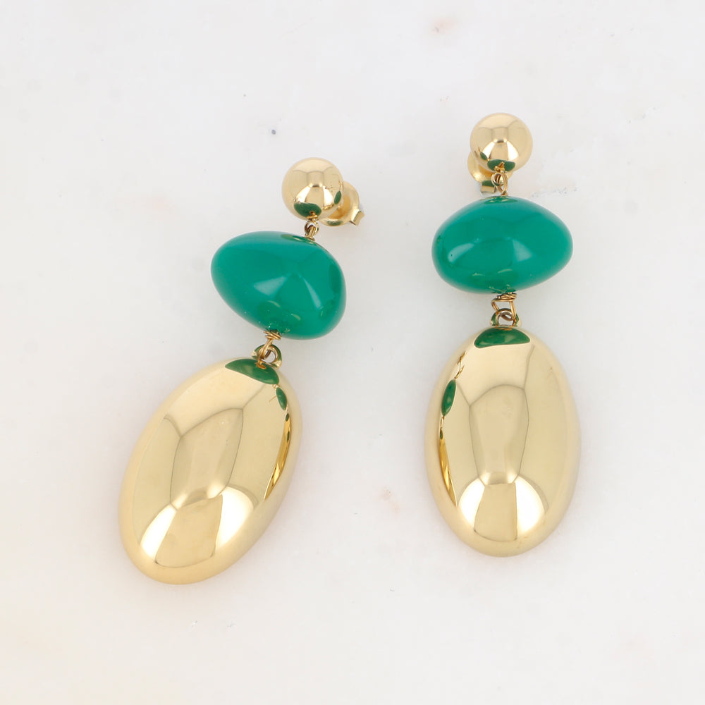 B.O. à puce avec pendent métallique et perle en acétate 1,9 x 5,6 cm
