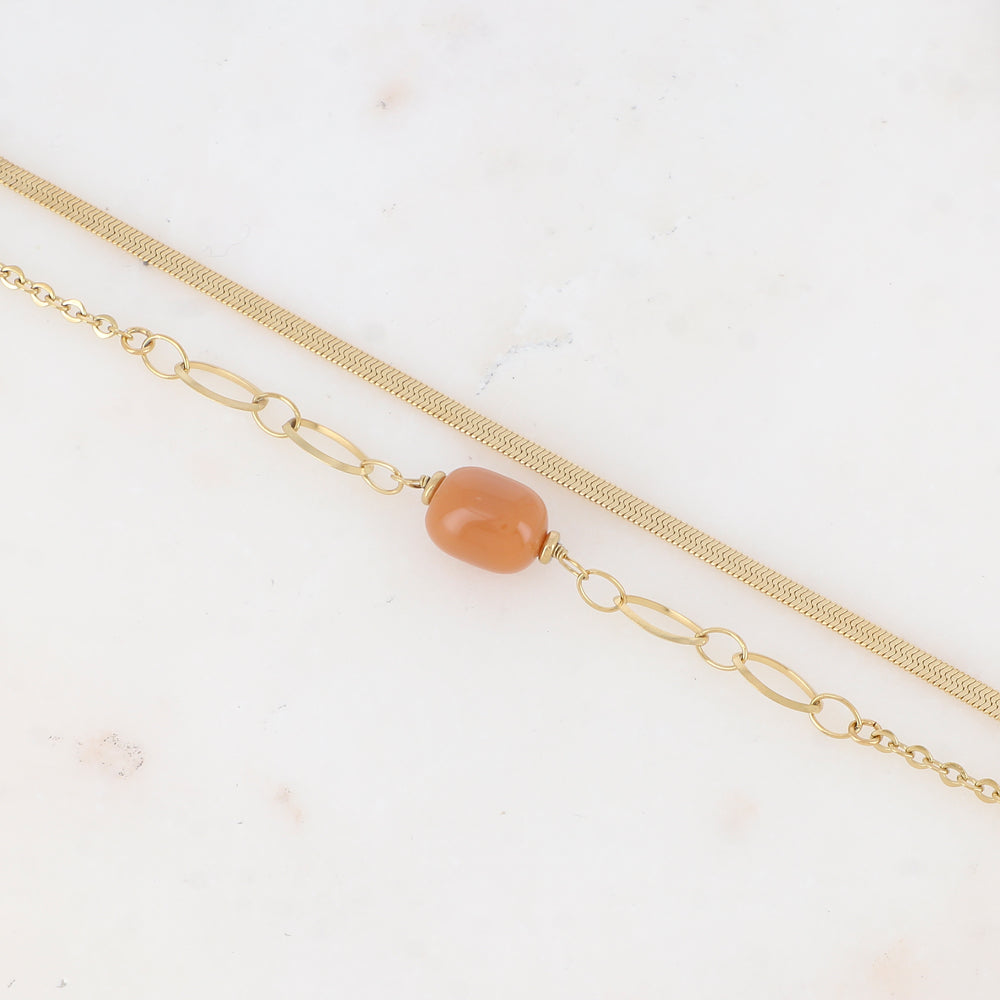Bracelet double rangs avec résine