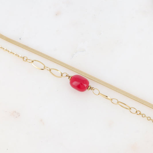 Bracelet double rangs avec résine