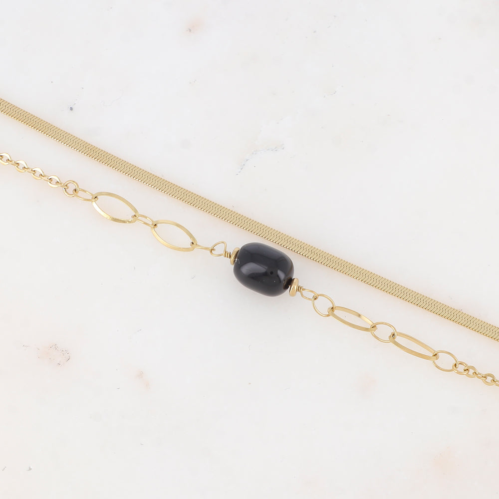 Bracelet double rangs avec résine