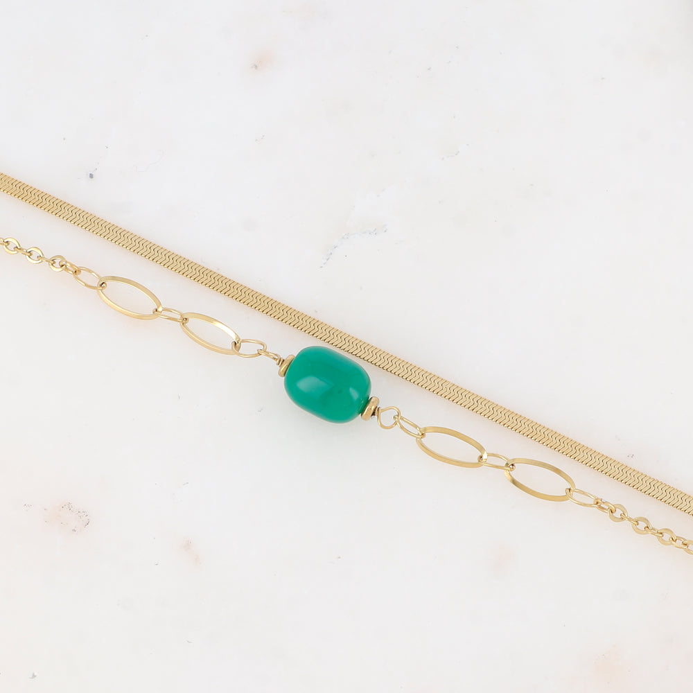 Bracelet double rangs avec résine