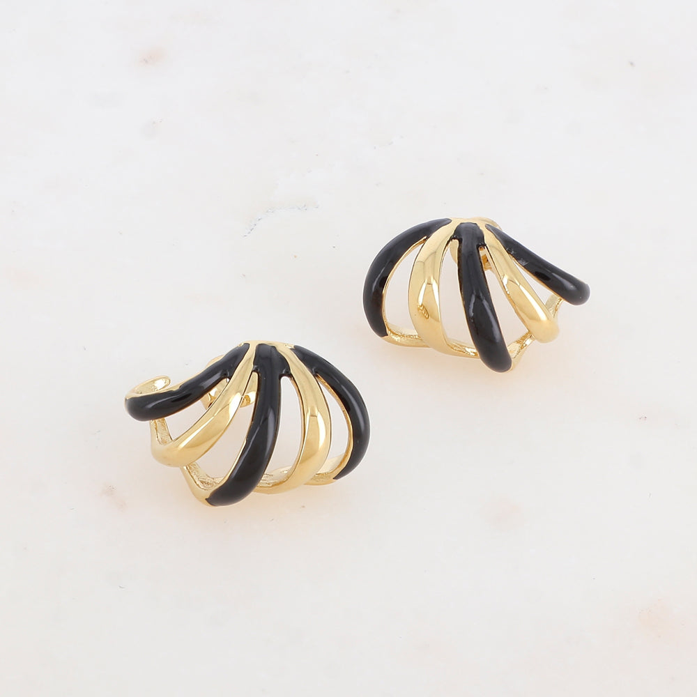 Créoles à puce 5 rangs avec émail 2,4 x 1,6cm