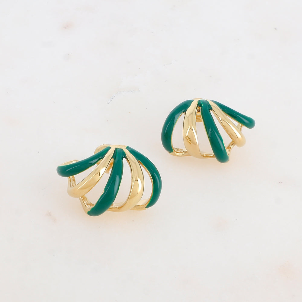 Créoles à puce 5 rangs avec émail 2,4 x 1,6cm