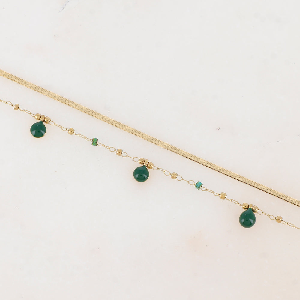 Bracelet double rangs avec perles de rocaille et pastilles émaillées