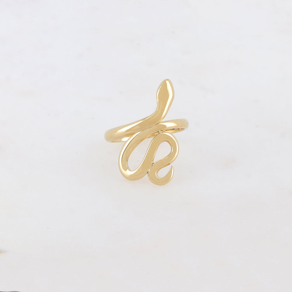 Bague lisse en forme de serpent, ajustable devant