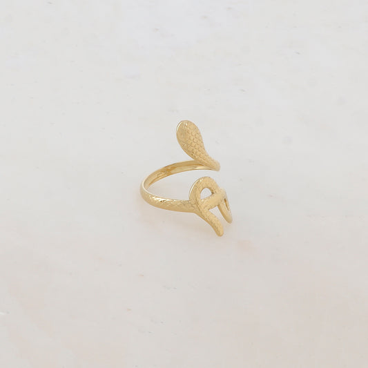 Bague fine en forme de serpent à motif carreaux