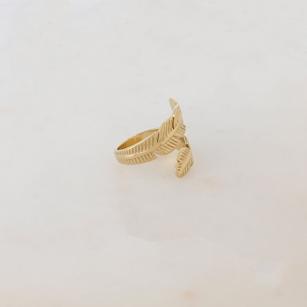 Bague fine avec 2 feuilles