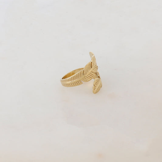 Bague fine avec 2 feuilles