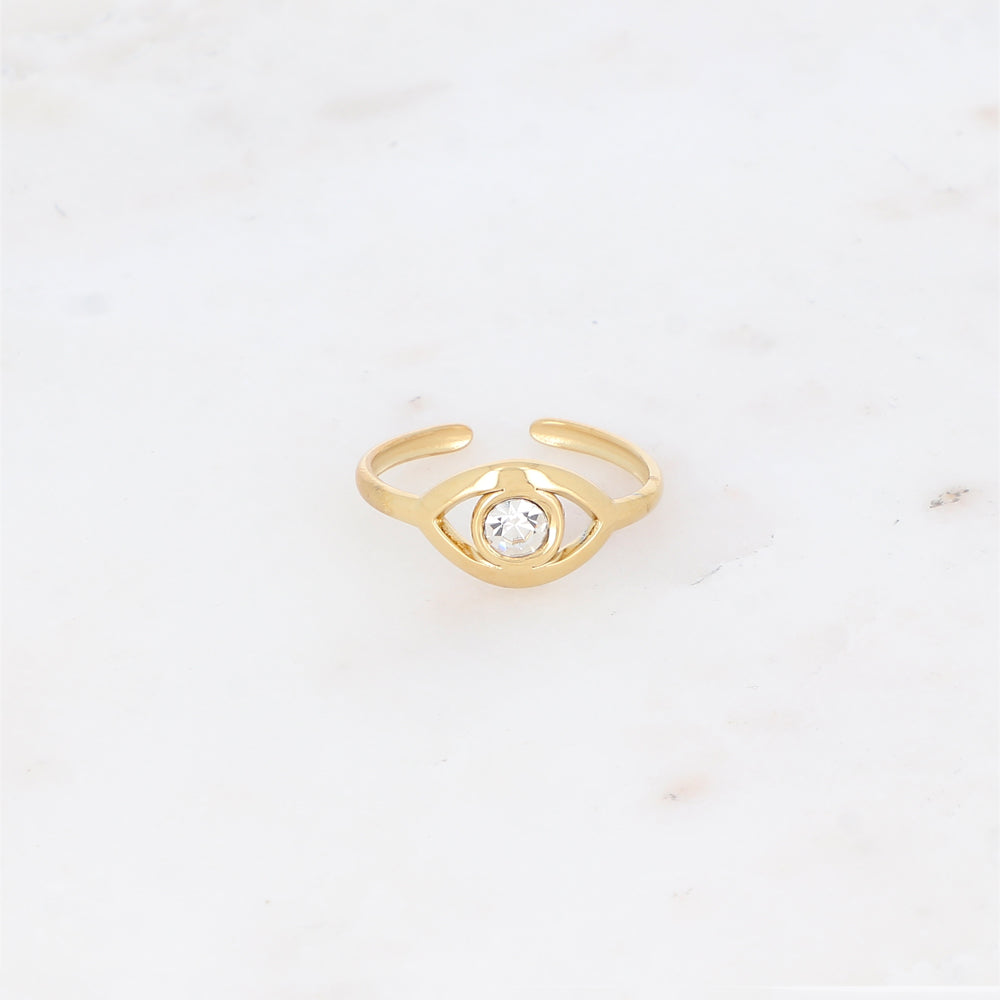 Bague œil avec oxyde de zirconium - Blanc
