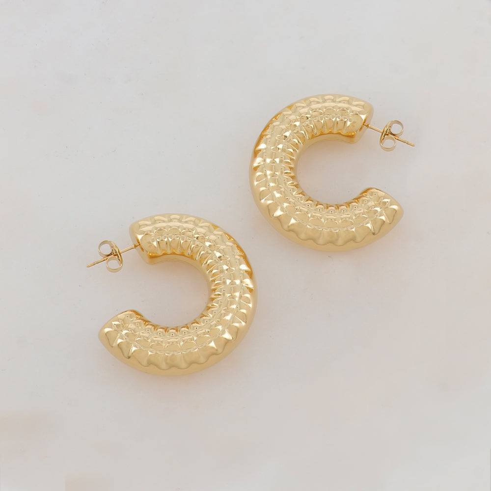Créoles à puce avec motif graphique (3.5CM)