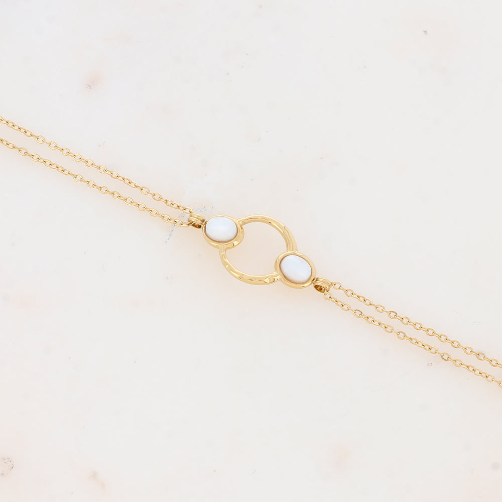 Bracelet avec anneau texturé et nacre