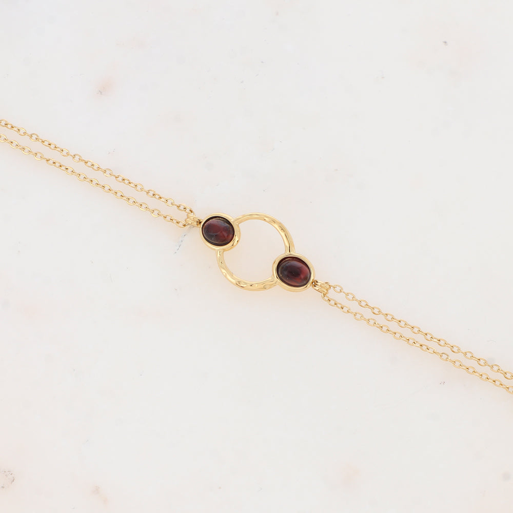 Bracelet avec anneau texturé et nacre