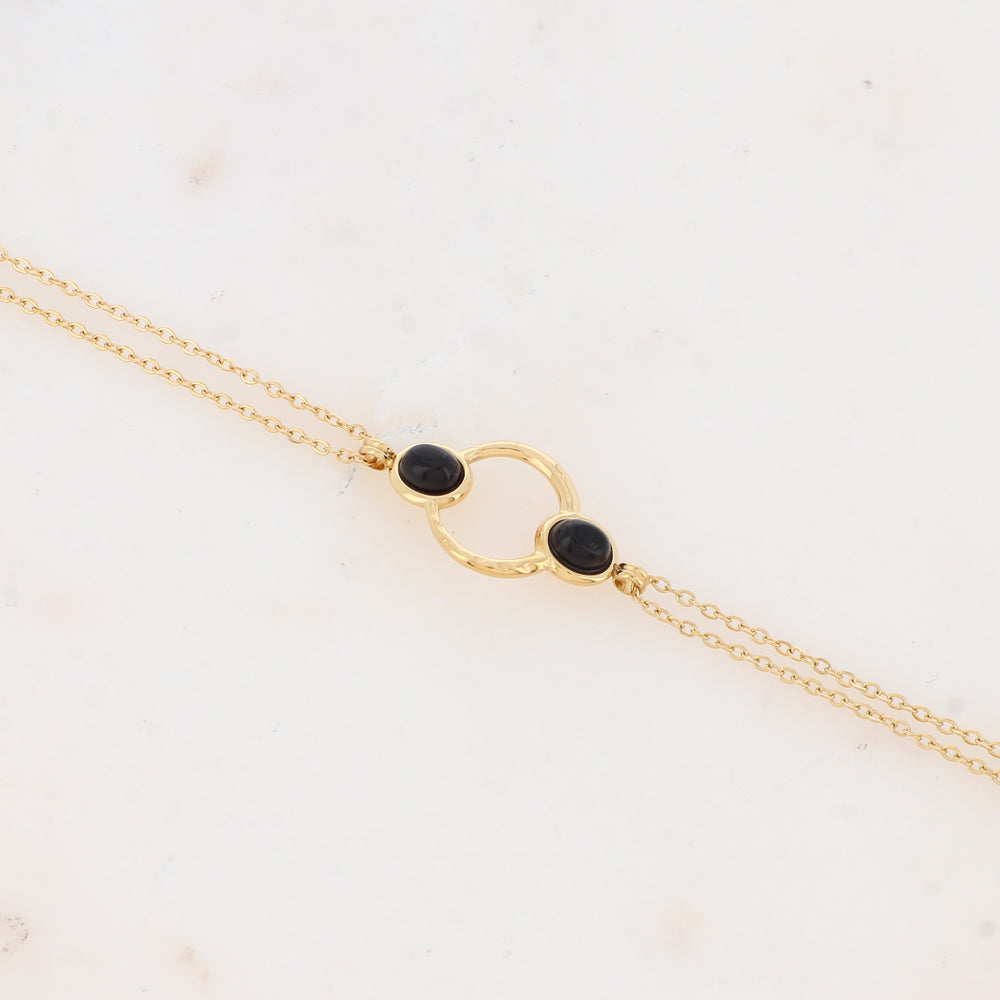 Bracelet avec anneau texturé et nacre
