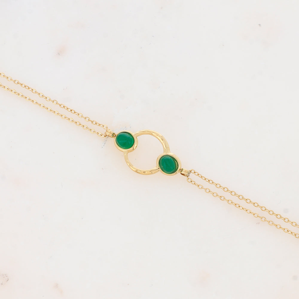 Bracelet avec anneau texturé et nacre