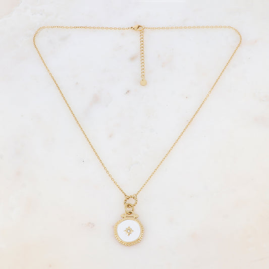 Collier avec pièce émaillée et strass (50+5CM)